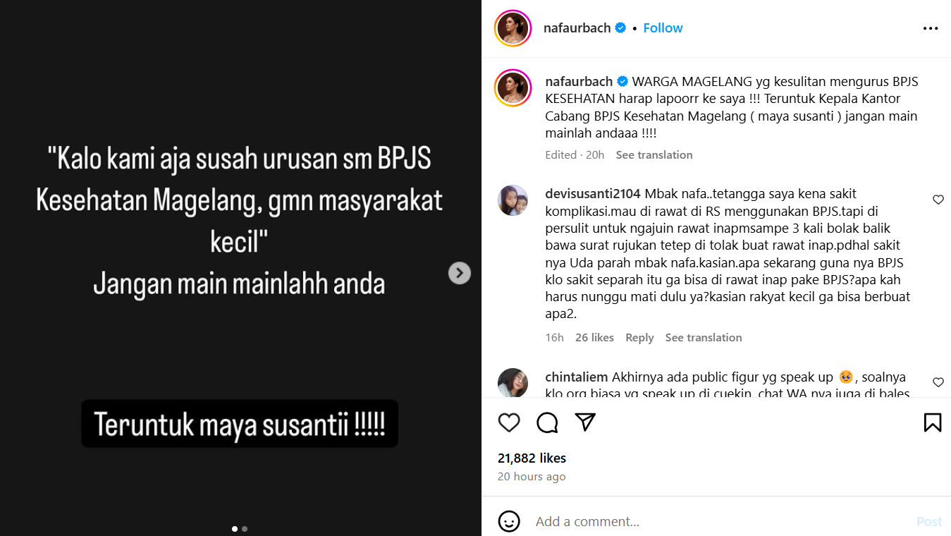postingan Nafa Urbach
