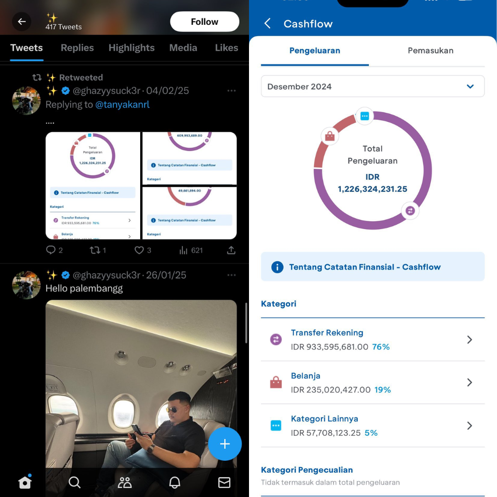 postingan flexing Ghazy Aditya