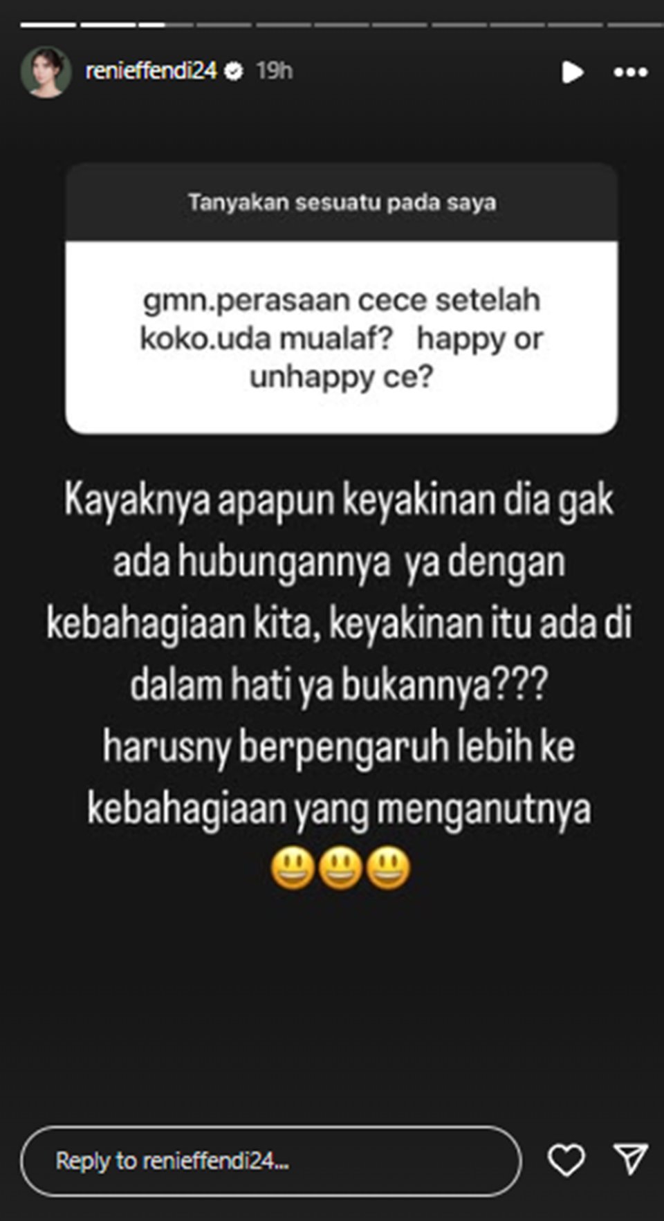 Reni Effendi soal dRichard Lee mualaf [instagram]