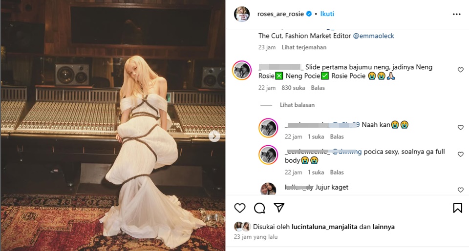 Rose BLACKPINK Pakai Gaun Mirip Pocong [Instagram]