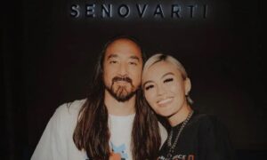 Steve Aoki dan Agnez Mo di Senovarti