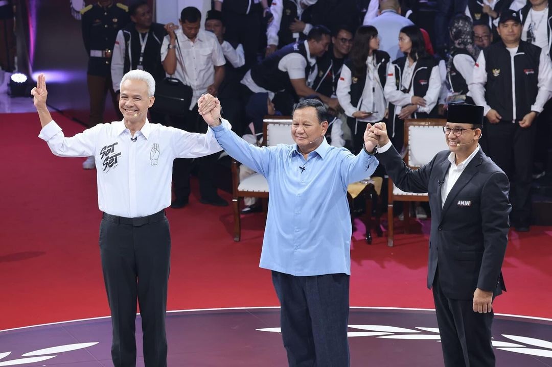 Prabowo Subianto bersama Anies Baswedan dan Ganjar Pranowo Instagramprabowo