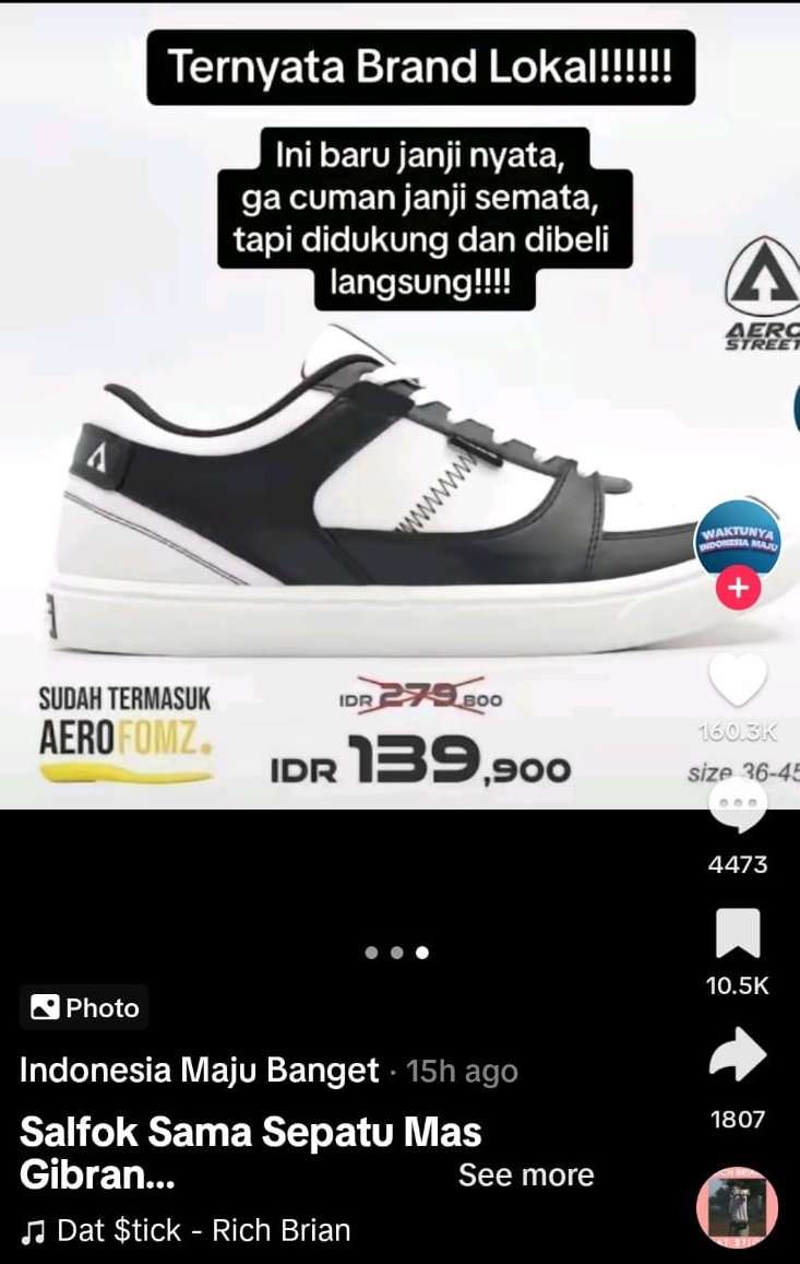 Sepatu yang dipakai Gibran saat debat TikTok