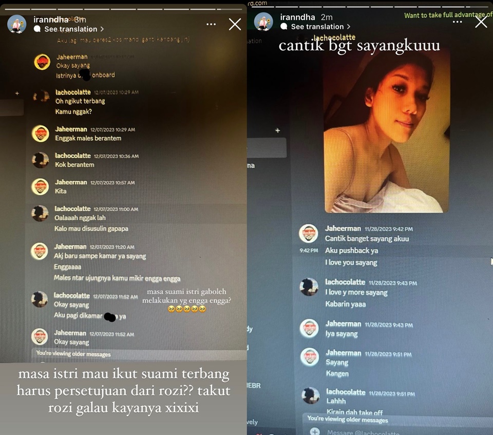 Ira Nandha Bongkar Chat Perselingkuhan Elmer Syaherman dan Bella Damaika Instagram