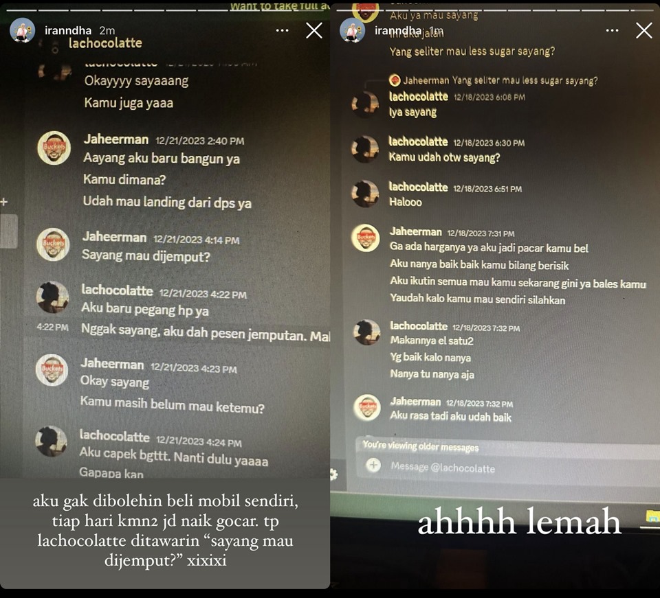 Ira Nandha Bongkar Chat Perselingkuhan Elmer Syaherman dan Bella Damaika Instagram