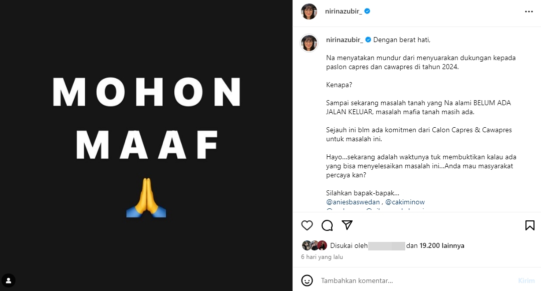 Nirina Zubir Dikira Golput Instagram
