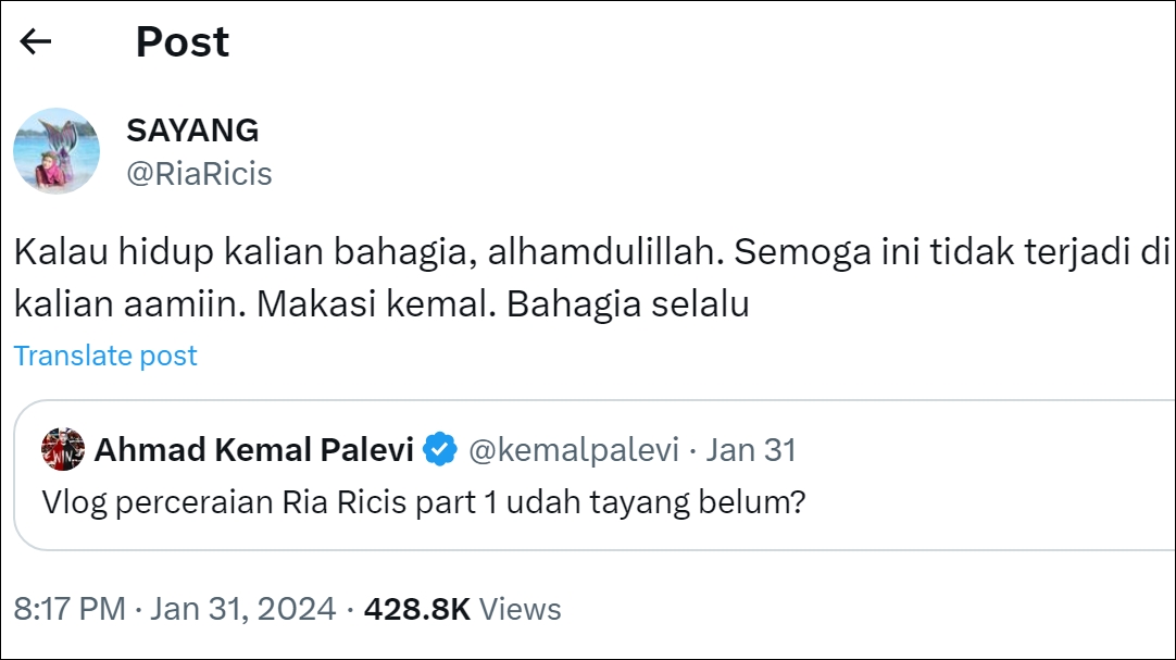 Ria Ricis Tanggapi Kemal Palevi xcom