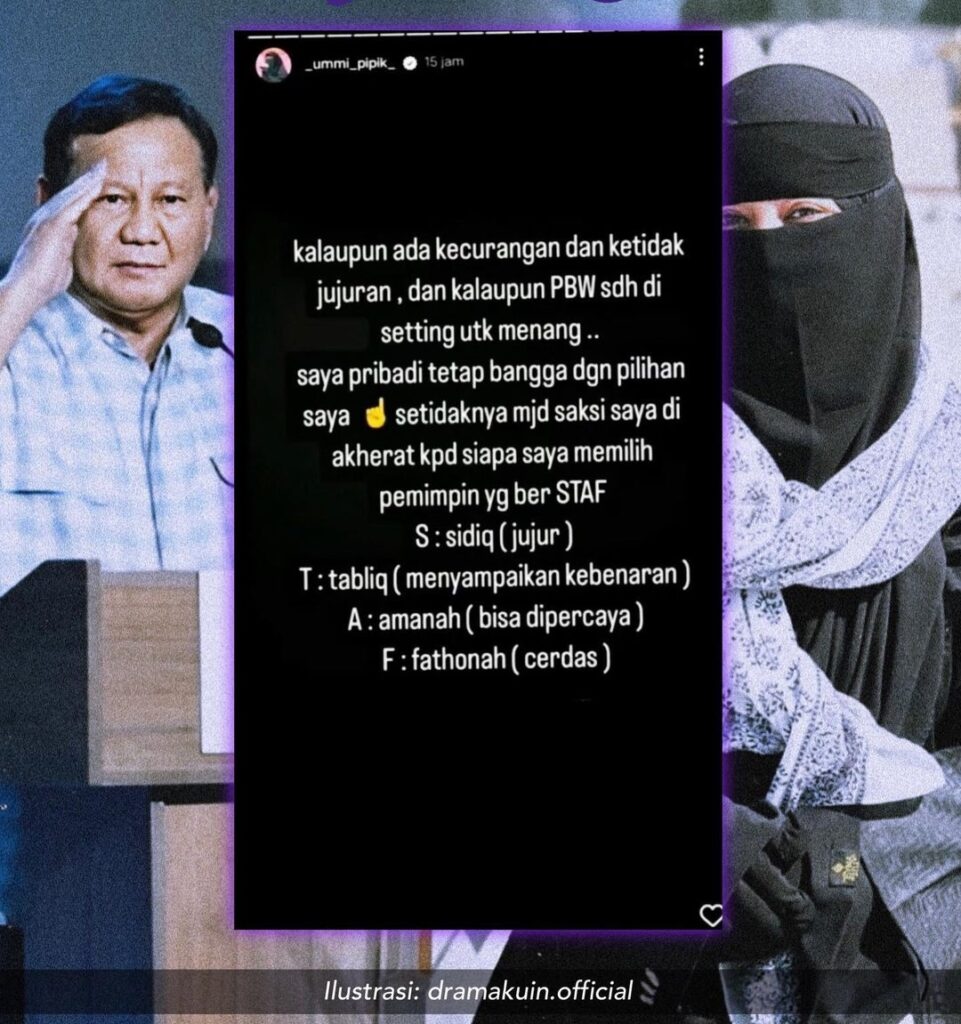 Umi Pipik Tuai Hujatan Gara gara Bilang Prabowo Sudah Disetting untuk Menang