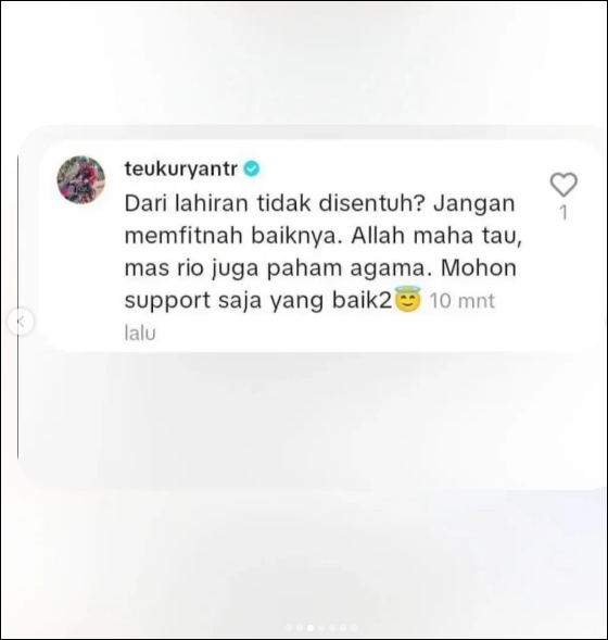 Teuku Ryan Bantah Tak Sentuh Ria Ricis Instagram