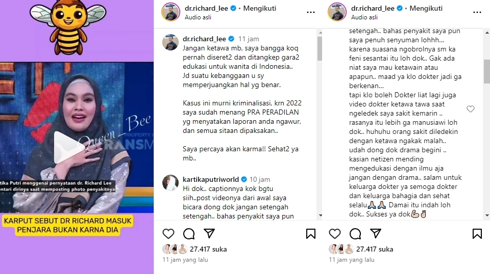 Kartika Putri Ajak dr Richard Lee untuk Berdamai