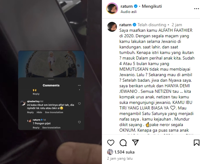 Ratu Rizky Nabila Sebut Anaknya Mau Direbut Istri Baru Alfath Fathier