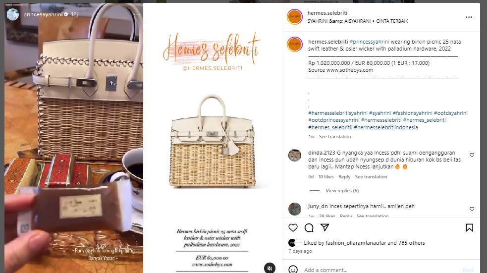 Syahrini tenteng tas Hermes Rp 102 miliar Instagram