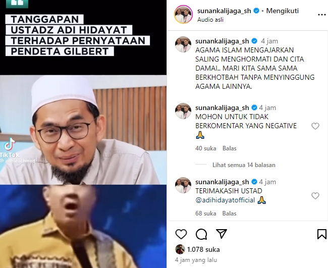 Sunan Kalijaga Ikut Komentari Khotbah Pendeta Gilbert