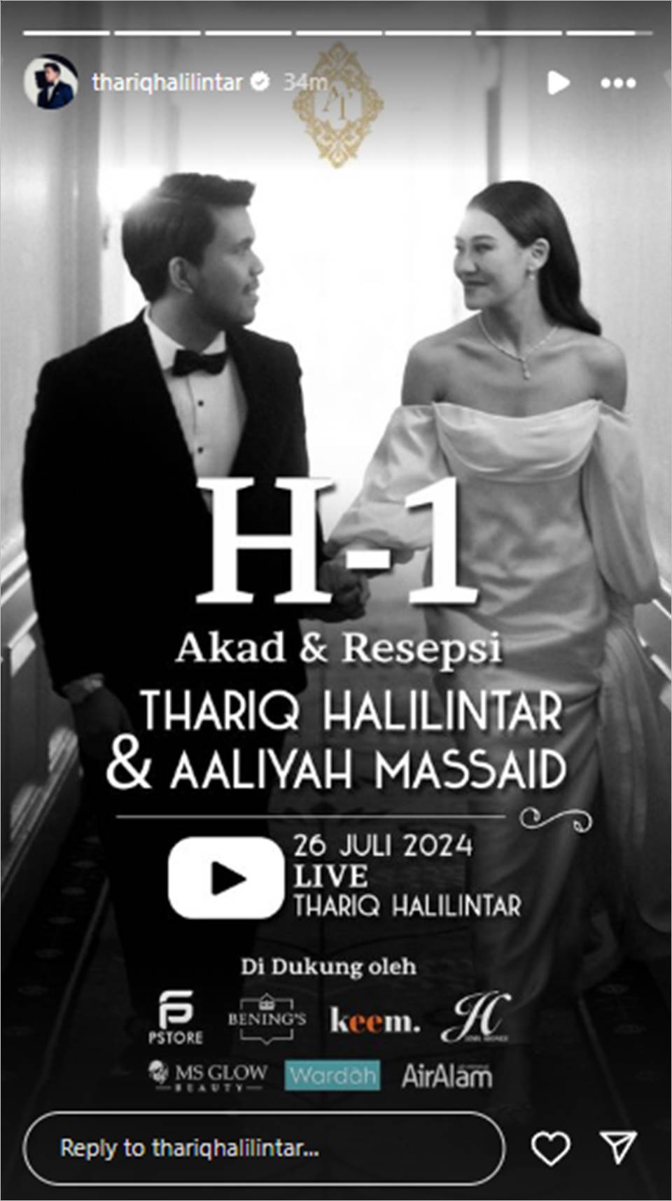 Pernikahan Thariq Halilintar dan Aaliyah Massaid