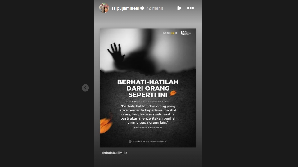 Instagram Story Saipul Jamil pada Rabu 382024